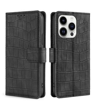 SoFetch Zwart Krokodillen Faux Leder Hoesje iPhone 15 Pro