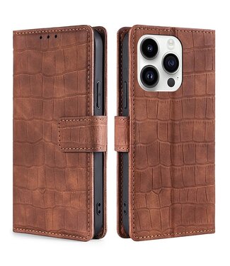 SoFetch Bruin Krokodillen Faux Leder Hoesje iPhone 15 Pro