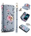 SoFetch Grijs RFID Bloemen Wallet Hoesje voor de iPhone 15 Pro