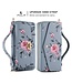 SoFetch Grijs RFID Bloemen Wallet Hoesje voor de iPhone 15 Pro