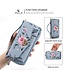 SoFetch Grijs RFID Bloemen Wallet Hoesje voor de iPhone 15 Pro