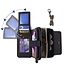 Megshi Zwart Wallet Bookcase Hoesje met Polsbandje voor de iPhone 15 Pro