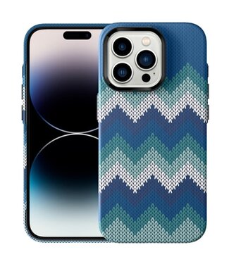 SoFetch Blauw Textiel Patroon TPU Hoesje iPhone 15 Pro