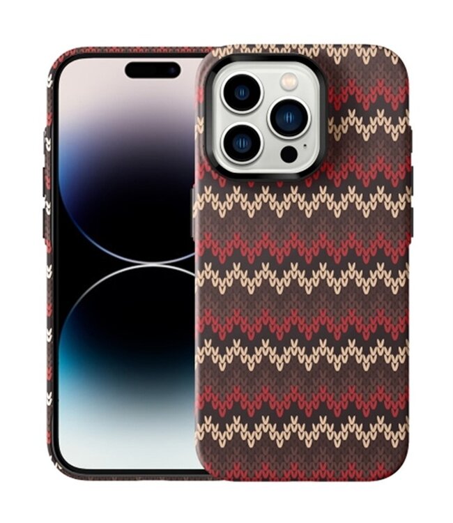 SoFetch Rood Textiel Patroon TPU Hoesje voor de iPhone 15 Pro