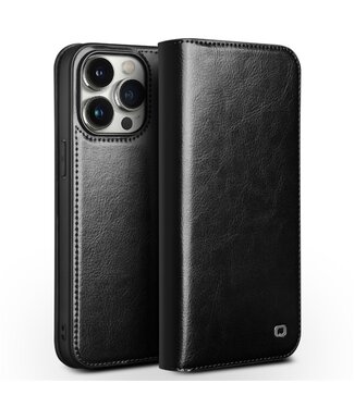 Qialino Zwart Wallet Bookcase Hoesje iPhone 15 Pro