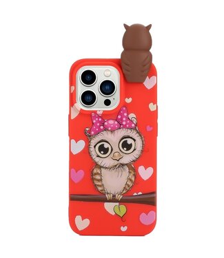 SoFetch Rood Uil TPU Hoesje iPhone 15 Pro