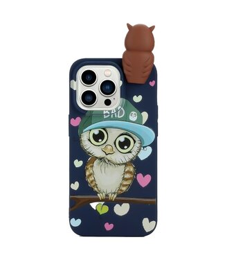 SoFetch Donkerblauw Uil TPU Hoesje iPhone 15 Pro