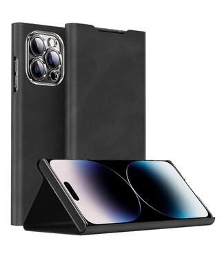 SoFetch Zwart Nappa Bookcase Hoesje iPhone 15 Pro