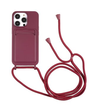 SoFetch Bordeaux Rood TPU Hoesje met Koord iPhone 15 Pro