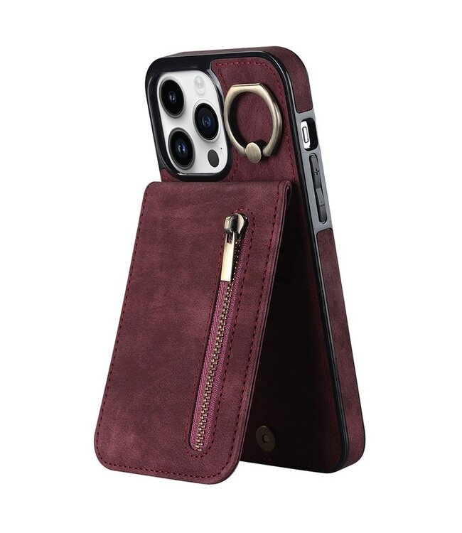 SoFetch Bordeaux Rood RFID 2-in-1 Hoesje voor de iPhone 15 Pro