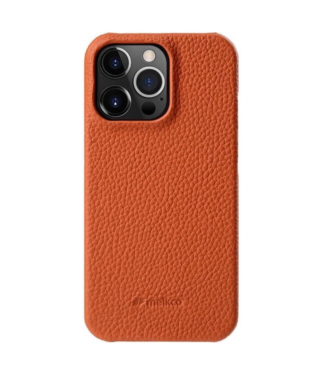 Melkco Oranje Litchee Hybride Hoesje voor de iPhone 15 Pro