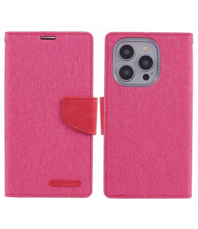 Mercury Roze Goospery Textiel Bookcase Hoesje voor de iPhone 15 Pro