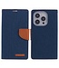 Mercury Donkerblauw Goospery Textiel Bookcase Hoesje voor de iPhone 15 Pro