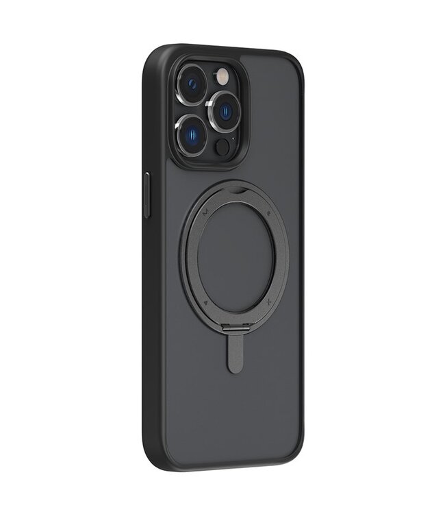 Momax Zwart MagSafe Mat Hardcase Hoesje voor de iPhone 15 Pro
