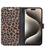 SoFetch Bruin Luipaard Faux Leder Hoesje voor de iPhone 15 Pro