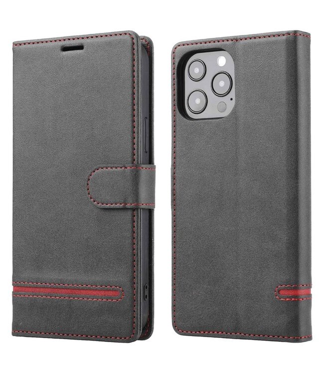 SoFetch Zwart Modern Bookcase Hoesje voor de iPhone 15 Pro Max