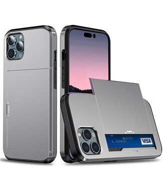 SoFetch Grijs Pasjeshouder Hybride Hoesje iPhone 15 Pro Max