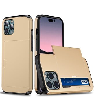 SoFetch Goud Pasjeshouder Hybride Hoesje iPhone 15 Pro Max
