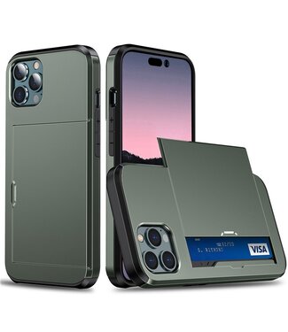 SoFetch Legergroen Pasjeshouder Hybride Hoesje iPhone 15 Pro Max