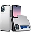 SoFetch Zilver Pasjeshouder Hybride Hoesje met Handriem voor de iPhone 15 Pro Max