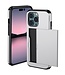 SoFetch Zilver Pasjeshouder Hybride Hoesje met Handriem voor de iPhone 15 Pro Max