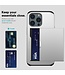 SoFetch Zilver Pasjeshouder Hybride Hoesje met Handriem voor de iPhone 15 Pro Max