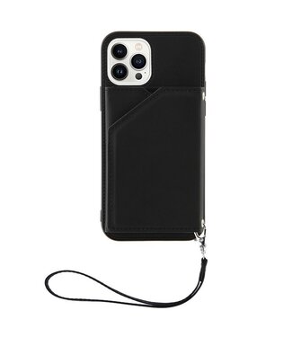 YB Zwart Pasjeshouder Faux Leder Hoesje iPhone 15 Pro Max