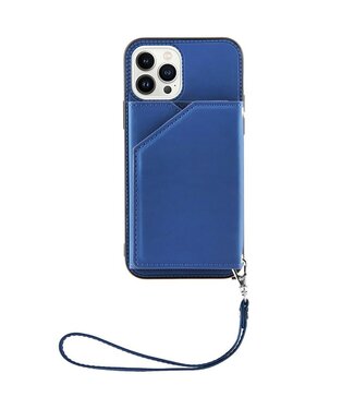 YB Blauw Pasjeshouder Faux Leder Hoesje iPhone 15 Pro Max