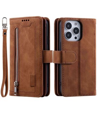 SoFetch Bruin Wallet Bookcase Hoesje met Polsbandje iPhone 15 Pro Max