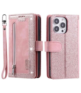 SoFetch Roze Wallet Bookcase Hoesje met Polsbandje iPhone 15 Pro Max