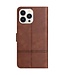 SoFetch Bruin Lijnen Bookcase Hoesje met Polsbandje voor de iPhone 15 Pro Max