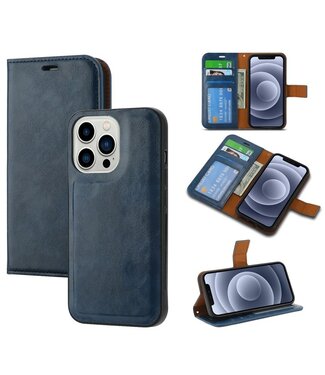 SoFetch Blauw Pasjeshouder Glad Bookcase Hoesje iPhone 15 Pro Max