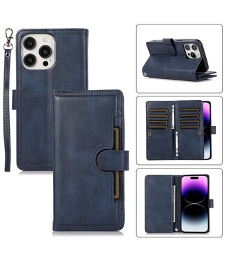 SoFetch Blauw Wallet Bookcase Hoesje met Polsbandje iPhone 15 Pro Max