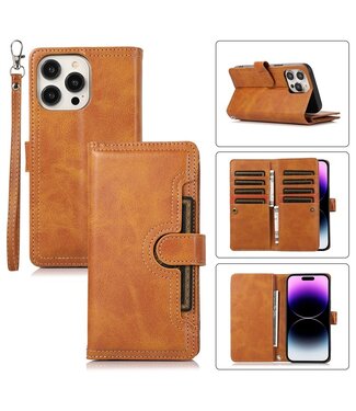 SoFetch Lichtbruin Wallet Bookcase Hoesje iPhone 15 Pro Max