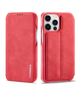 LC.IMEEKE Rood Pasjeshouder Flipcover Hoesje iPhone 15 Pro Max