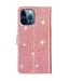 SoFetch Roze Glitters Bookcase Hoesje voor de iPhone 15 Pro Max