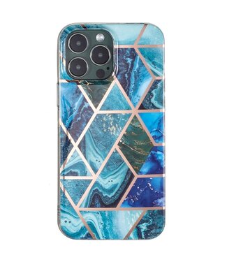 SoFetch Blauw Marmer TPU Hoesje iPhone 15 Pro Max