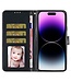 SoFetch Zwart Glitters Bookcase Hoesje voor de iPhone 15 Pro Max