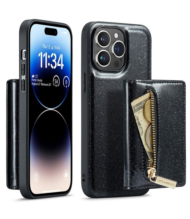 DG.Ming Zwart Pasjeshouder Glitters 2 in 1 Hoesje voor de iPhone 15 Pro Max