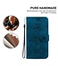 SoFetch Donkerblauw Bloemen Bookcase Hoesje voor de iPhone 15 Pro Max