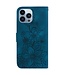 SoFetch Donkerblauw Bloemen Bookcase Hoesje voor de iPhone 15 Pro Max