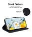 SoFetch Zwart Bloemen Bookcase Hoesje voor de iPhone 15 Pro Max