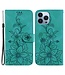 SoFetch Groen Bloemen Bookcase Hoesje voor de iPhone 15 Pro Max