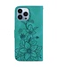 SoFetch Groen Bloemen Bookcase Hoesje voor de iPhone 15 Pro Max