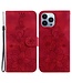 SoFetch Rood Bloemen Bookcase Hoesje voor de iPhone 15 Pro Max