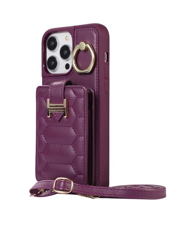 SoFetch Bordeaux Rood Pasjeshouder Hybride Hoesje voor de iPhone 15 Pro Max