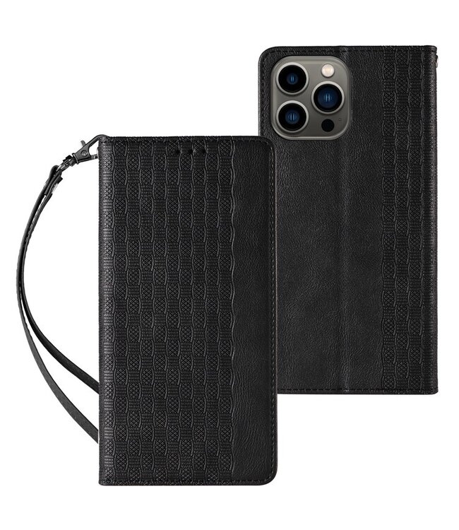 SoFetch Zwart Modern Bookcase Hoesje voor de iPhone 15 Pro Max