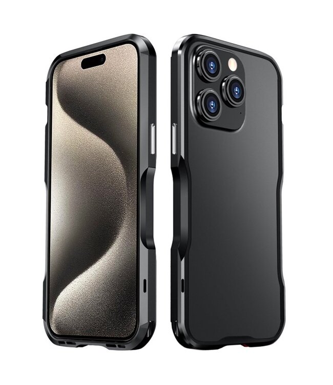 Luphie Zwart Metaal Bumper Hoesje voor de iPhone 15 Pro Max