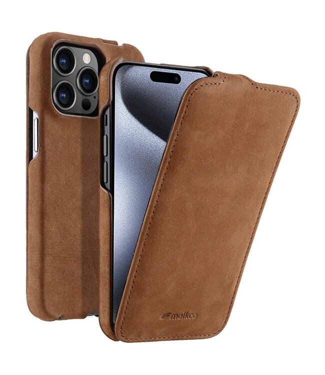 Melkco Bruin Elegant Flipcover Hoesje voor de iPhone 15 Pro Max