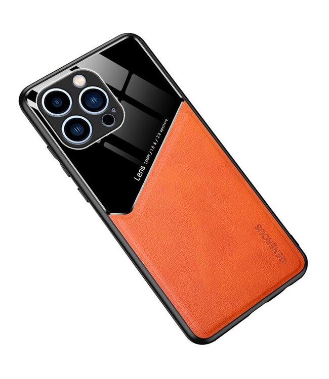 SoFetch Oranje Modern Faux Leder Hoesje voor de iPhone 15 Pro Max